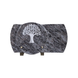 Plaque funéraire en granit Orion avec Arbre de vie gravé (35x20cm)