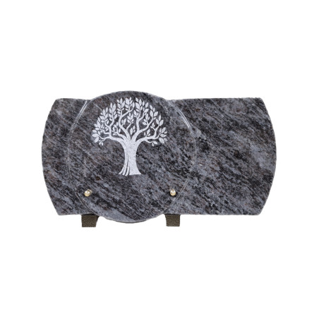 Plaque funéraire en granit Orion avec Arbre de vie gravé (35x20cm)