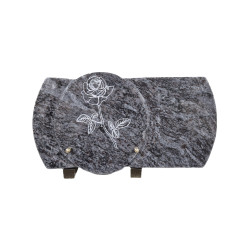 Plaque funéraire en granit Orion avec rose gravée (35x20cm)