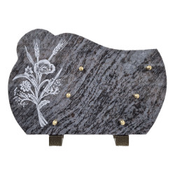 Plaque funéraire en granit Orion bouquet champêtre (30x20cm)