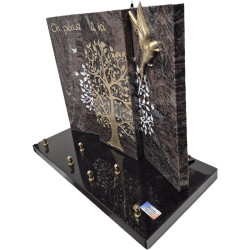 Plaque Triptyque en granit Paradiso arbre de vie (40x32cm)