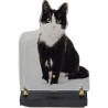 Plaque Funéraire découpée en forme de chat noir et blanc (21x16cm)