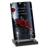 Plaque Funéraire Plexiglass Je t’aimais, je t’aime et je t’aimerai avec rose rouge en Plexiglass (18x30cm)