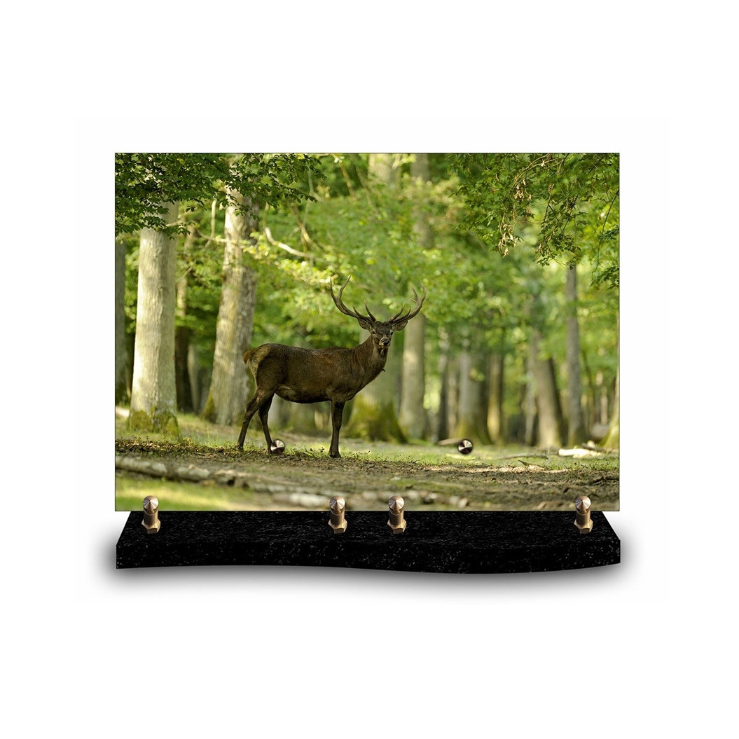 Plaque funéraire rectangle Nature Cerf (34x24cm)