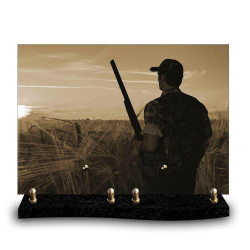 Plaque funéraire rectangle chasseur avec son fusil de dos (34cm×24cm)
