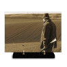 Plaque funéraire rectangle chasseur tenant son fusil (29x21cm)