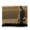 Plaque funéraire rectangle chasseur tenant son fusil (34x24cm)
