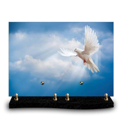 Plaque funéraire rectangle colombe à droite avec ciel bleu (34x24cm)