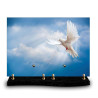 Plaque funéraire rectangle colombe à droite avec ciel bleu (34x24cm)