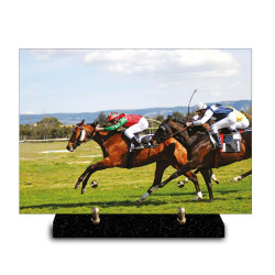 Plaque funéraire rectangle course hippique (29x21cm)