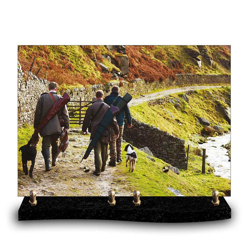 Plaque funéraire rectangle groupe de chasseurs (34x24cm)