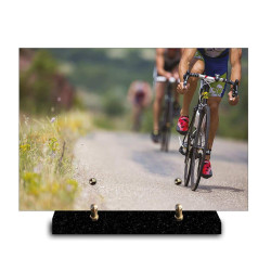Plaque funéraire rectangle groupe de cyclistes (29x21cm)
