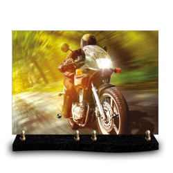 Plaque funéraire cadre photo d'un motard sur la route (34x24cm)