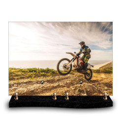 Plaque funéraire rectangle photo d'une moto de cross (34x24cm)