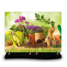 Plaque funéraire outils de jardinage et plantes (34x24cm)