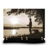Plaque funéraire photo d'un pêcheur sur le lac (34x24cm)
