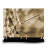 Plaque funéraire rectangle pêcheur tenant une canne à pêche (34x24cm)