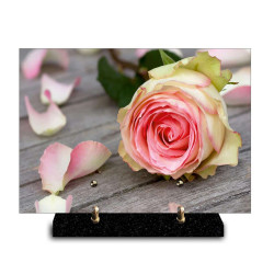 Plaque funéraire rectangle rose blanche et rose (29x21cm)