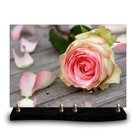 Plaque funéraire rectangle rose blanche et rose (34x24cm)