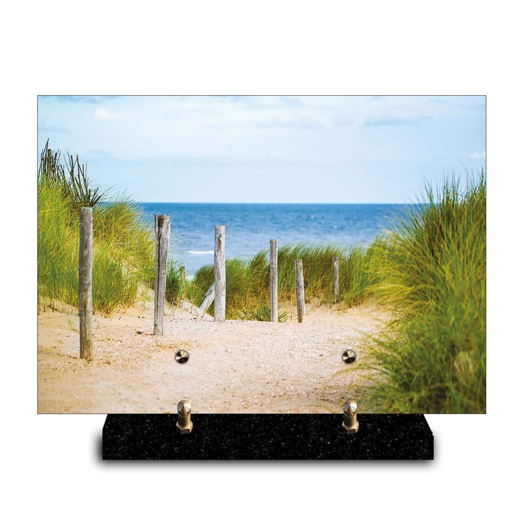 Plaque funéraire rectangle chemin bord de mer (29x21cm)