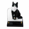 Plaque Funéraire découpée en forme de chat noir et blanc (21x16cm)