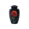 Urne cinéraire en aluminium avec décor rose rouge
