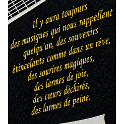 Plaque Funéraire en forme de guitare et notes de musique