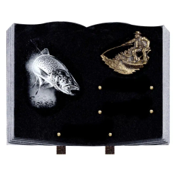 Plaque Funéraire en forme de livre thème pêche & nature