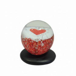 Plaque funéraire en granit boule de sulfure de verre Coeur