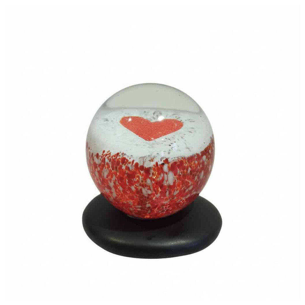 Plaque funéraire en granit boule de sulfure de verre Coeur