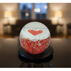 Plaque funéraire en granit boule de sulfure de verre Coeur