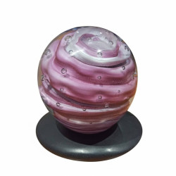 Plaque funéraire en granit et boule de sulfure de verre Rose