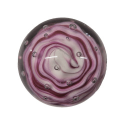 Plaque funéraire en granit et boule de sulfure de verre Rose