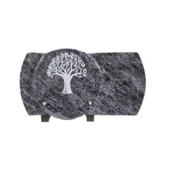 Plaque funéraire en granit Orion avec Arbre de vie gravé (35x20cm)