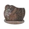 Plaque funéraire en granit Himalaya avec bouquet Champêtre (41x32cm)